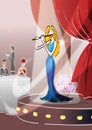woman playing flute on stage. Vector illustration decorative design Royalty Free Stock Photo