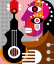 Woman playing guitar - vector illustration Royalty Free Stock Photo