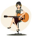 Woman playing guitar Royalty Free Stock Photo