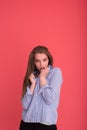 Woman playing with her long silky hair Royalty Free Stock Photo