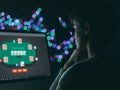 Woman playing online poker Royalty Free Stock Photo