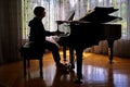 Woman playing piano at home Royalty Free Stock Photo