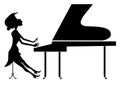 Pianist woman, piano. Art silhouette