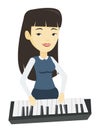 Woman playing piano vector illustration.