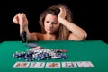 Woman playing poker Royalty Free Stock Photo