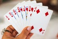 Woman playing poker Royalty Free Stock Photo