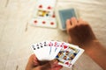 Woman playing poker Royalty Free Stock Photo