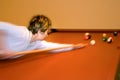 Woman playing pool Royalty Free Stock Photo