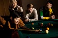 Woman playing snooker Royalty Free Stock Photo