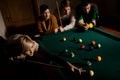 Woman playing snooker Royalty Free Stock Photo