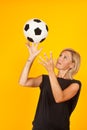 Woman playing with a soccer ball Royalty Free Stock Photo