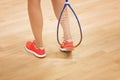 Woman playing squash Royalty Free Stock Photo