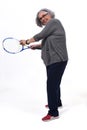 Woman playing tennis on white background Royalty Free Stock Photo