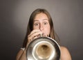 Woman playing trumpet