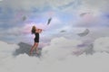 Woman Playing Violin On Clouds 