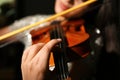 Woman playing violin at music lesson, closeup Royalty Free Stock Photo