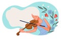 Woman playing violin, violinist with instrument