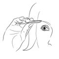 Woman plucking eyebrow on white of illustrations