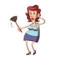 Woman with plunger