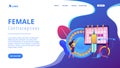 Female contraceptives concept landing page.