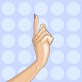 Woman point finger gesture pop art vector illustration. Retro style. Comic book style imitation Royalty Free Stock Photo