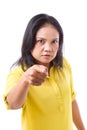 Woman pointing, angry middle aged woman pointing at you Royalty Free Stock Photo