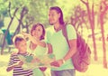 Woman pointing the direction for family Royalty Free Stock Photo