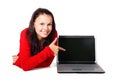 Woman Pointing At Laptop