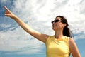 Woman pointing to sky Royalty Free Stock Photo
