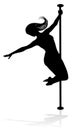 Pole Dancing Woman Silhouette Royalty Free Stock Photo