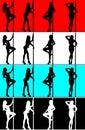 Woman pole dancer silhouette Royalty Free Stock Photo