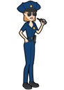 Woman police officer with a walkie-talkie