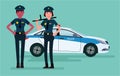 Woman police officers. Guardians of order. Vector flat cartoon design illustration isolated on white background.