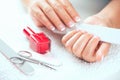 Woman polishing her nails Royalty Free Stock Photo