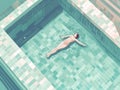 woman water swim pool illustration young ocean girl summer person holiday. Generative AI.