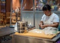 Preparation of a baozi buns in Xian Royalty Free Stock Photo