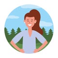 Woman portrait avatar round icon