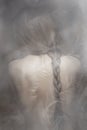 Woman portrait bare back and long braid composite photo Royalty Free Stock Photo