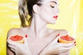 Woman Portrait Holding Grapefruit