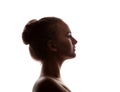 Woman portrait profile in silhouette shadow Royalty Free Stock Photo