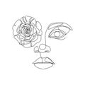 Woman portrait with rose flower, vector illustration for fashion design