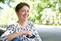 Woman portrait in summer outdoor, happy people, city park Royalty Free Stock Photo