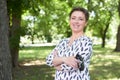 Woman portrait in summer outdoor, happy people, city park Royalty Free Stock Photo