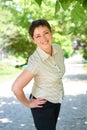 Woman portrait in summer outdoor, happy people, city park Royalty Free Stock Photo