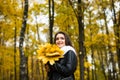 Woman portret in autumn leaf Royalty Free Stock Photo