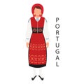 Woman in Portuguese national traditional costume. Culture and traditions of Portugal. Illustration