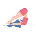 A woman in a pose of a plow - Halasan. Yoga, concept of meditation, health benefits for the body, control of the mind and emotions Royalty Free Stock Photo