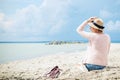 Woman posing against the sea Royalty Free Stock Photo