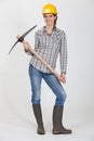 Woman posing with ax Royalty Free Stock Photo