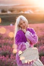 Woman posing in lavender firld